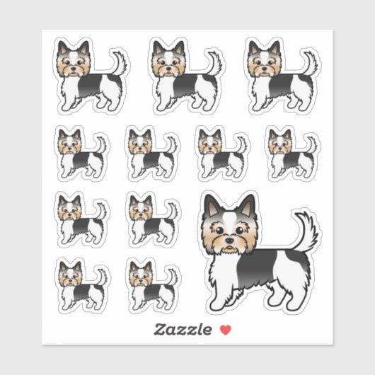 Sticker Biewer Terrier Yorkshire Terrier Cute Chiens de de (Feuille)