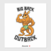 Sticker Big Back Outback – Funny Kangaroo Gym Workout, (Feuille)
