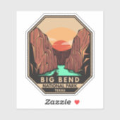 Sticker Big Bend National Park Kayak Retro Emblem (Feuille)