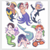 Sticker BIG CHIBI Merman Mermaid Sea Creatkers (Feuille)