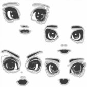 Sticker Big Eye Girl face à l'art original (Devant)