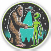 Sticker Bigfoot Alien Alliance - Funny Scifi Cryptid (Devant)