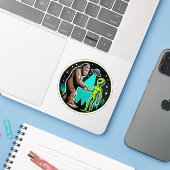 Sticker Bigfoot Alien Alliance - Funny Scifi Cryptid (Ordinateur portable avec iPhone)