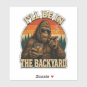Sticker Bigfoot Backyard Whiskey & Cigar Retro Sunset (Feuille)