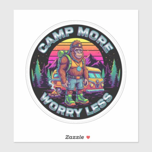 Sticker Bigfoot Camping-Camp More Worry Less (Feuille)