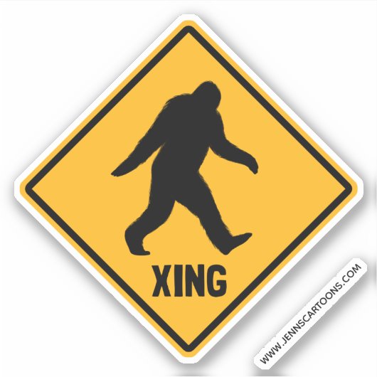 Sticker Bigfoot croisant la silhouette de Xing de route de (Devant)