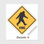 Sticker Bigfoot croisant la silhouette de Xing de route de (Feuille)