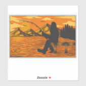 Sticker Bigfoot Dock Pêche Sunset Lake (Feuille)
