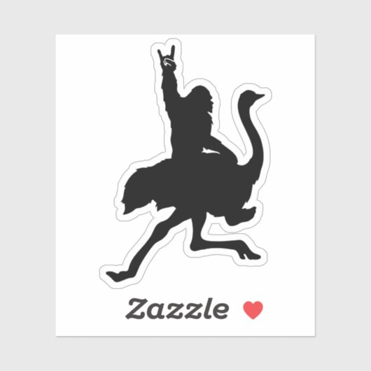 Sticker Bigfoot équitation Ostrich (Feuille)