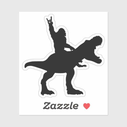 Sticker Bigfoot équitation T-Rex (Feuille)