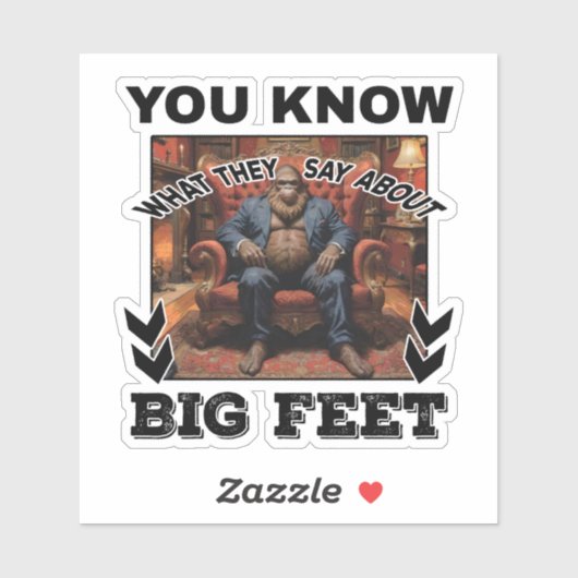 Sticker Bigfoot Feet Joke (Feuille)