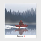 Sticker Bigfoot Lake Canoe Forêt sauvage de pins (Feuille)