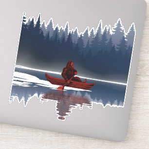 Sticker Bigfoot Lake Canoe Forêt sauvage de pins