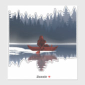 Sticker Bigfoot Lake Canoe Forêt sauvage de pins (Feuille)