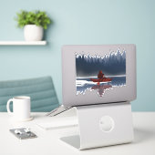 Sticker Bigfoot Lake Canoe Forêt sauvage de pins (Ordinateur portable sur le bureau)