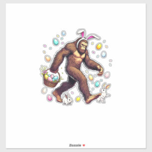Sticker Bigfoot Pâques Drôle Sasquatch Mignon Lapin Est