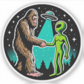 Sticker Bigfoot rencontre un Alien (Devant)