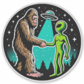 Sticker Bigfoot rencontre un Alien (Devant)