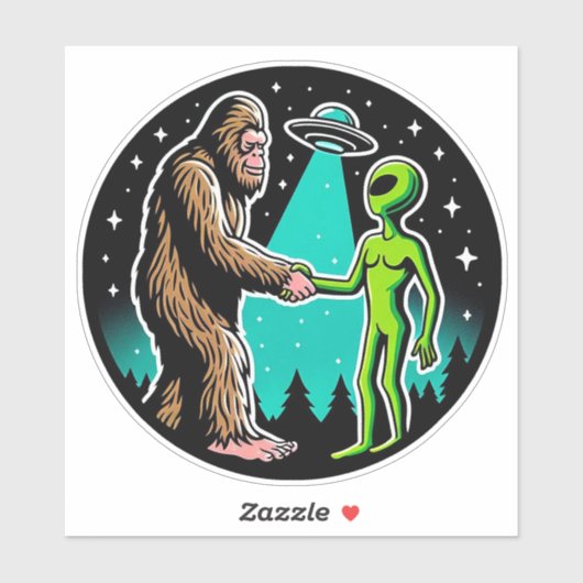Sticker Bigfoot rencontre un Alien (Feuille)