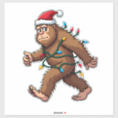 Sticker Bigfoot Santa Christmas Tree Lights Xmas Boys Men  (Feuille)