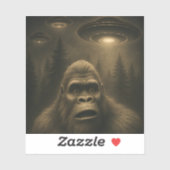 Sticker Bigfoot Sasquatch Alien UFO Funny (Feuille)