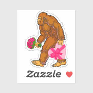 Sticker Bigfoot Sasquatch Funny Valentines Jour Amour