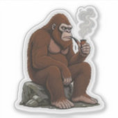 Sticker Bigfoot Smoking a Pipe (Devant)