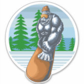Sticker Bigfoot Snowboard Les Pistes Drôle Sasquatch (Devant)