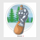 Sticker Bigfoot Snowboard Les Pistes Drôle Sasquatch (Feuille)