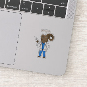 Sticker Bighorn sheep doctor cartoon illustration