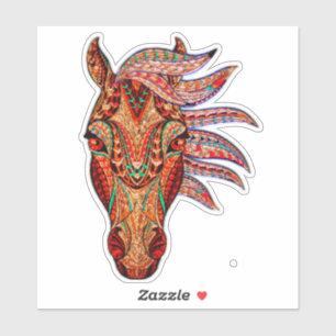 Sticker Bijou de cheval mosaïque coloré cowgirl équestre
