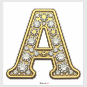 Sticker Bijou lettre A en or incrusté de diamants