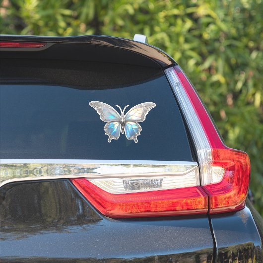 Sticker Bijoux papillon Opale et argent (Côté voiture)