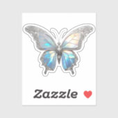 Sticker Bijoux papillon Opale et argent (Feuille)