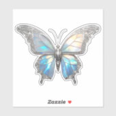 Sticker Bijoux papillon Opale et argent (Feuille)