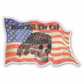 Sticker Biker jusqu'au bout crâne USA Drapeau art (Devant)