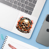 Sticker Biker Skull Ride to Live Live to Ride Fiery Graph (Ordinateur portable avec iPhone)