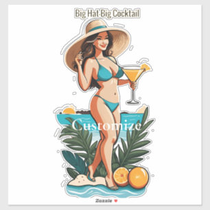 Sticker Bikini Babe Big Casquette - Big Cocktail Thunder_C
