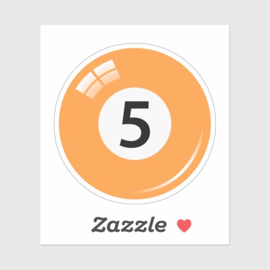 Sticker Billard/billard numéro cinq (5) orange (Feuille)