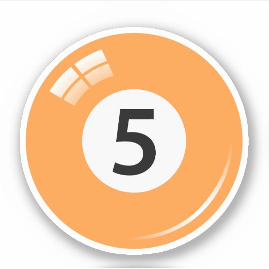 Sticker Billard/billard numéro cinq (5) orange (Devant)