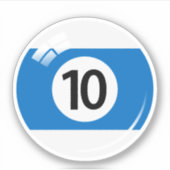 Sticker Billard/billard numéro dix (10) bleu blanc (Devant)