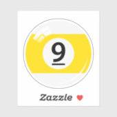 Sticker Billard/billard numéro neuf (9) jaune blanc (Feuille)