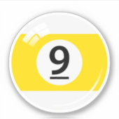 Sticker Billard/billard numéro neuf (9) jaune blanc (Devant)