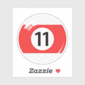 Sticker Billard/billard numéro onze (11) rouge blanc (Feuille)