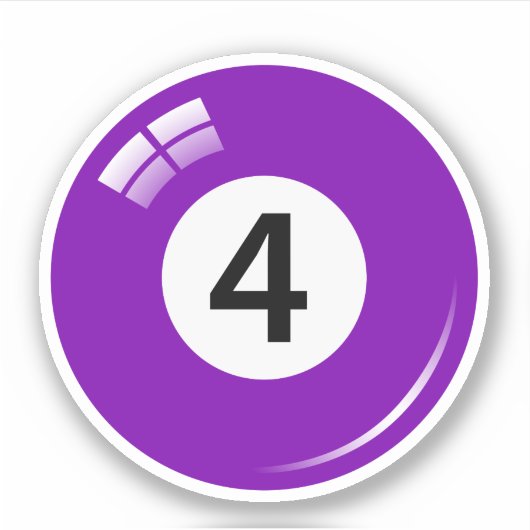 Sticker Billard/billard numéro quatre (4) violet (Devant)