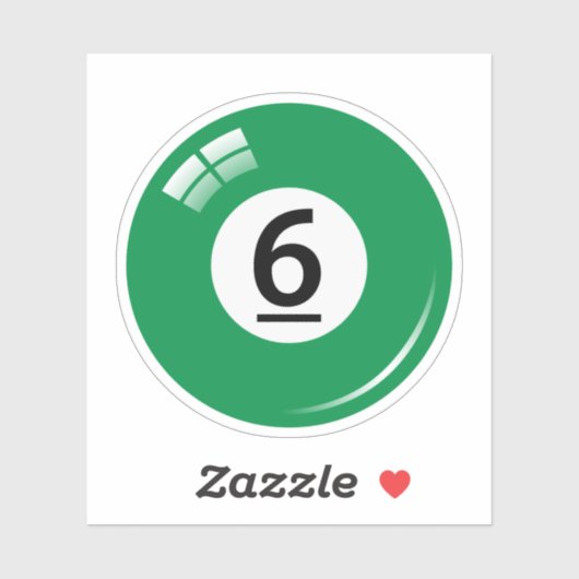 Sticker Billard/billard numéro six (6) vert (Feuille)