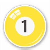 Sticker Billard/billard numéro un (1) jaune (Devant)