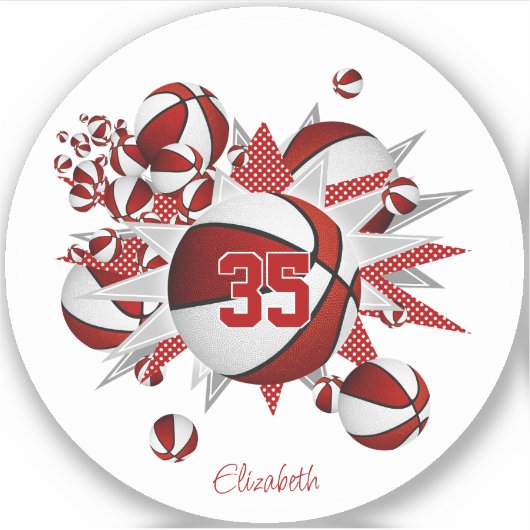 Sticker bille rouge étoiles filles jersey numéro (Devant)