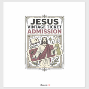 Sticker Billet d'admission vintage Jésus Billet d'admissio