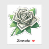 Sticker billet de cent dollars origami art rose (Feuille)